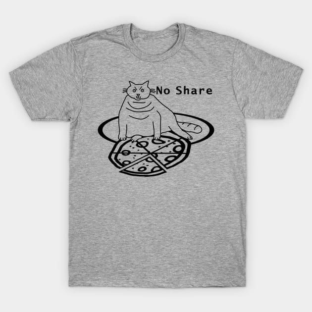 Chonk Cat Got Pizza Outline T-Shirt by ellenhenryart